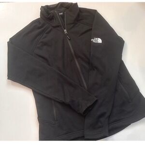 The North Face Womens Black Grid Fleece Full Zip Jacket Large Mock Neck Logo